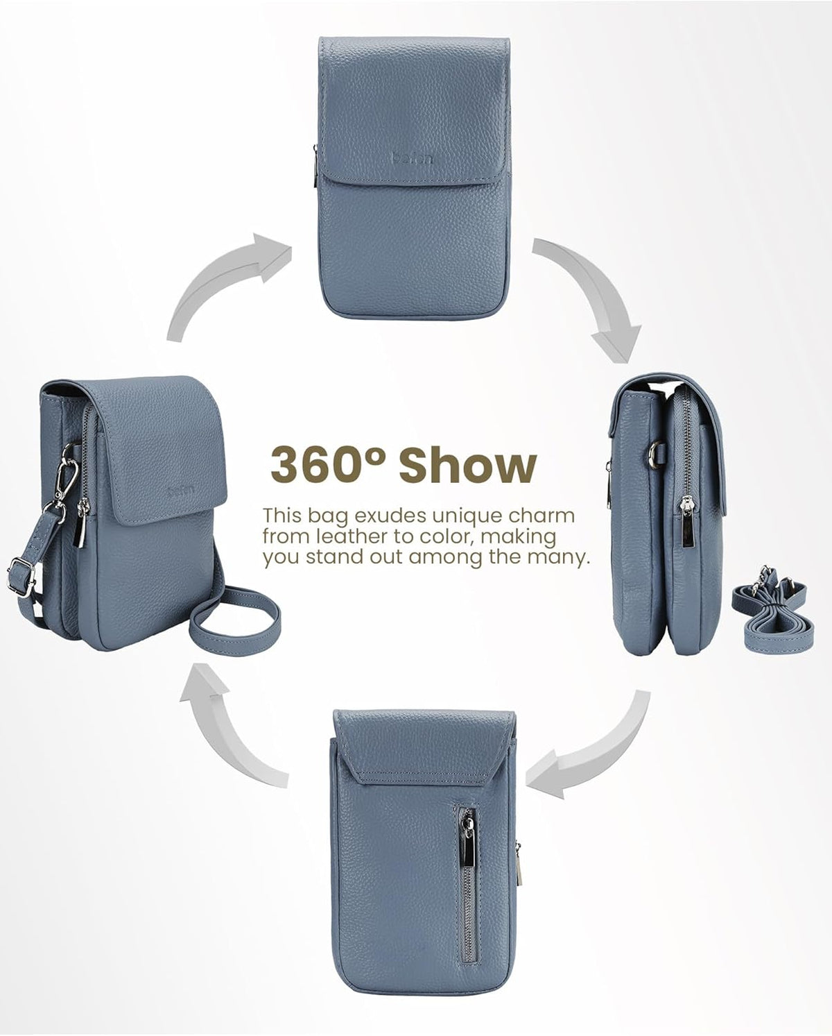 Genuine Leather Crossbody Bags for Women, Cell Phone Cross body Purse Bag with RFID Blocking Card Slots
