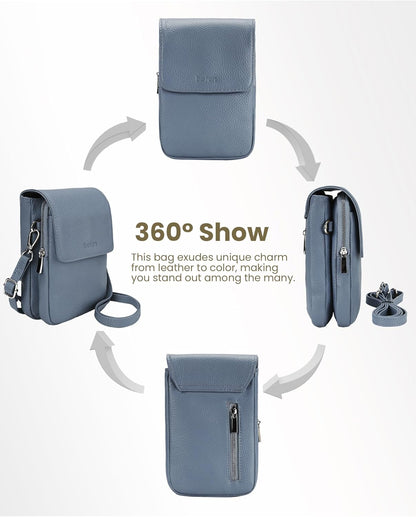 Genuine Leather Crossbody Bags for Women, Cell Phone Cross body Purse Bag with RFID Blocking Card Slots