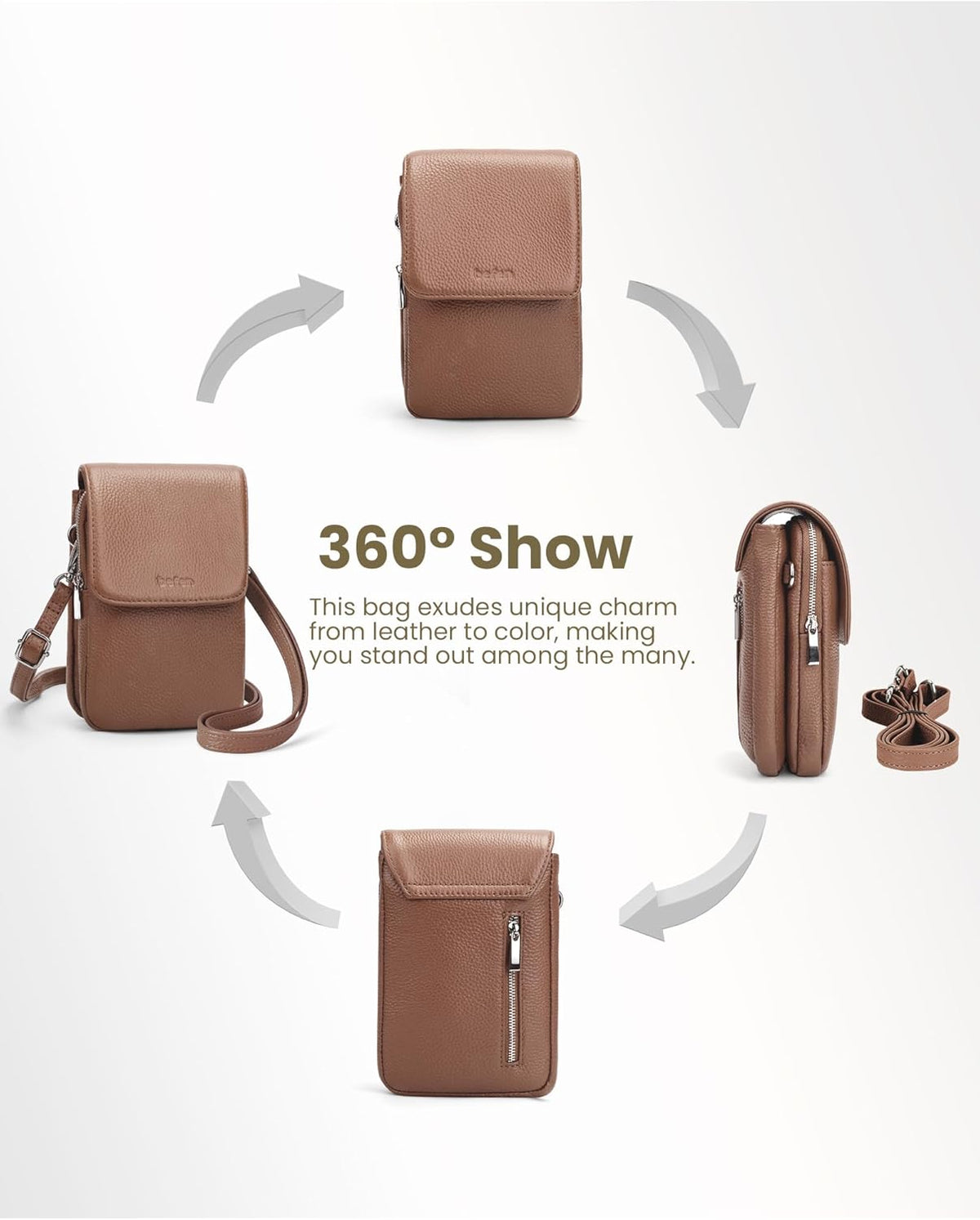Genuine Leather Crossbody Bags for Women, Cell Phone Cross body Purse Bag with RFID Blocking Card Slots