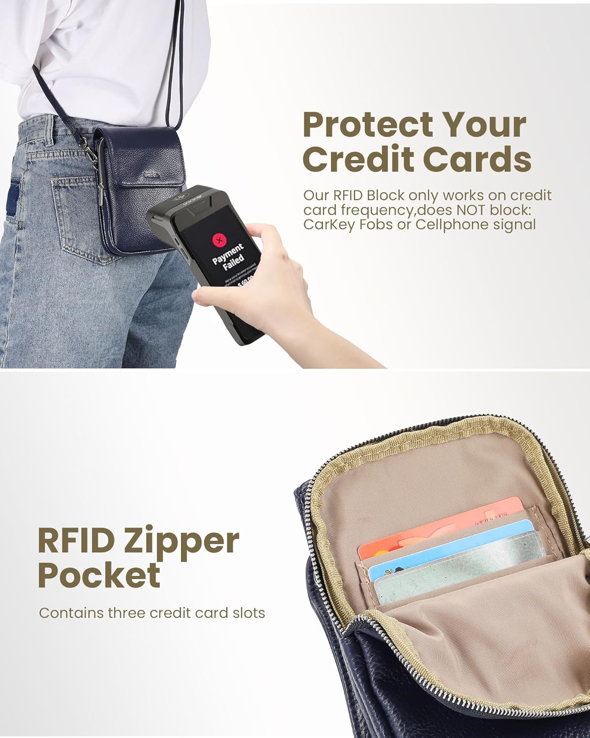 Genuine Leather Crossbody Bags for Women, Cell Phone Cross body Purse Bag with RFID Blocking Card Slots