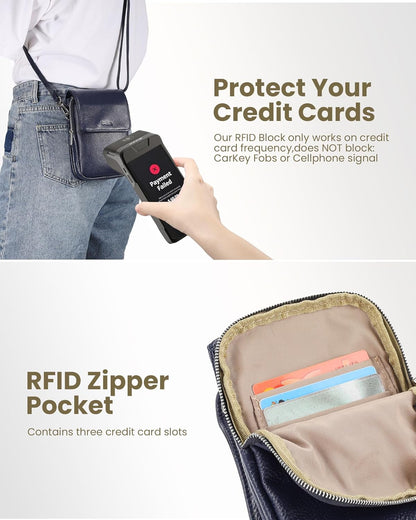Genuine Leather Crossbody Bags for Women, Cell Phone Cross body Purse Bag with RFID Blocking Card Slots