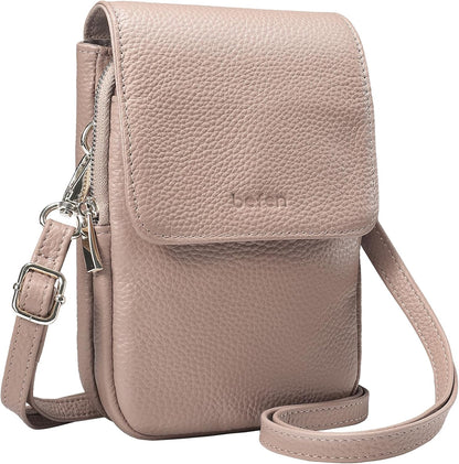 Genuine Leather Crossbody Bags for Women, Cell Phone Cross body Purse Bag with RFID Blocking Card Slots