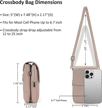 Genuine Leather Crossbody Bags for Women, Cell Phone Cross body Purse Bag with RFID Blocking Card Slots