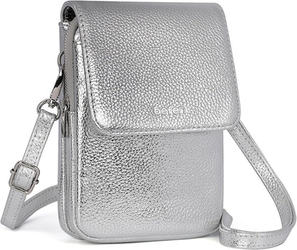 Genuine Leather Crossbody Bags for Women, Cell Phone Cross body Purse Bag with RFID Blocking Card Slots