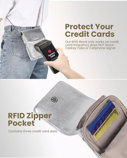 Genuine Leather Crossbody Bags for Women, Cell Phone Cross body Purse Bag with RFID Blocking Card Slots