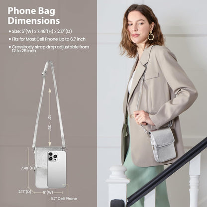 Genuine Leather Crossbody Bags for Women, Cell Phone Cross body Purse Bag with RFID Blocking Card Slots