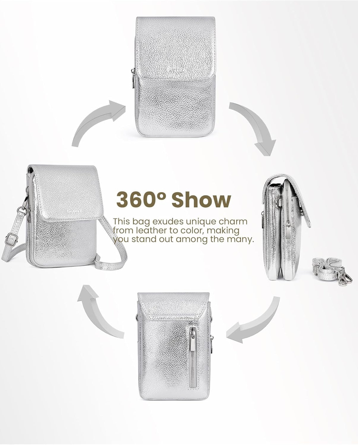 Genuine Leather Crossbody Bags for Women, Cell Phone Cross body Purse Bag with RFID Blocking Card Slots