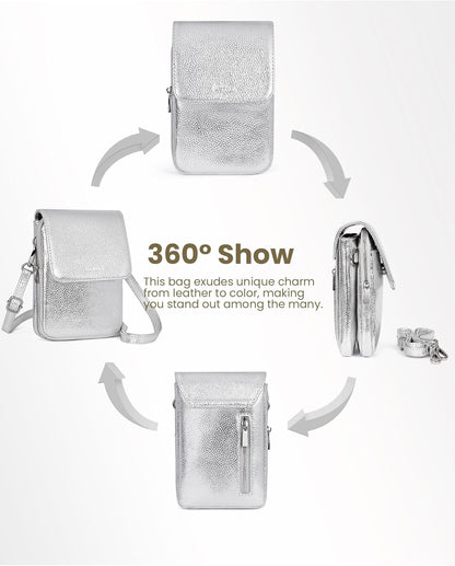 Genuine Leather Crossbody Bags for Women, Cell Phone Cross body Purse Bag with RFID Blocking Card Slots