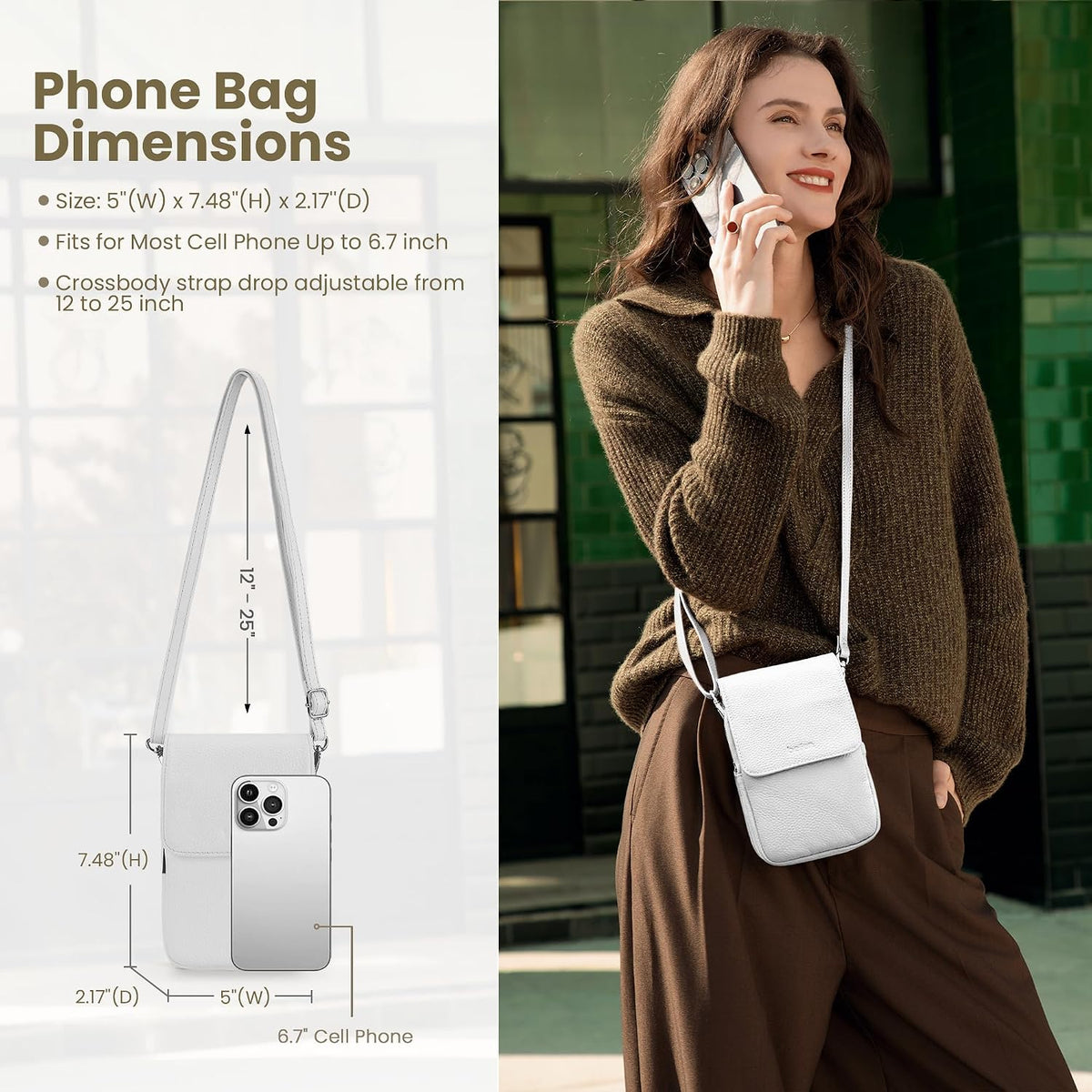Genuine Leather Crossbody Bags for Women, Cell Phone Cross body Purse Bag with RFID Blocking Card Slots