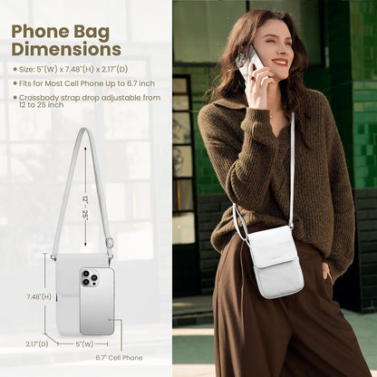 Genuine Leather Crossbody Bags for Women, Cell Phone Cross body Purse Bag with RFID Blocking Card Slots