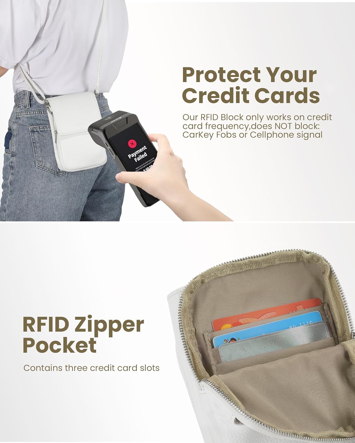Genuine Leather Crossbody Bags for Women, Cell Phone Cross body Purse Bag with RFID Blocking Card Slots