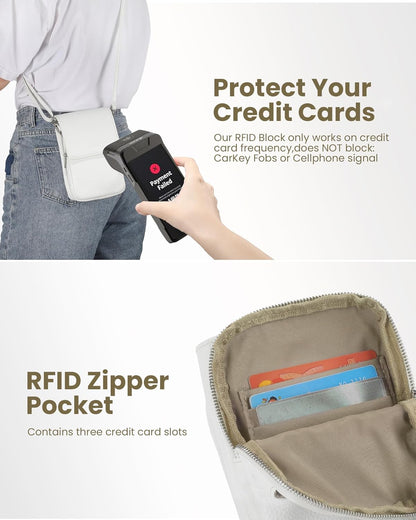 Genuine Leather Crossbody Bags for Women, Cell Phone Cross body Purse Bag with RFID Blocking Card Slots