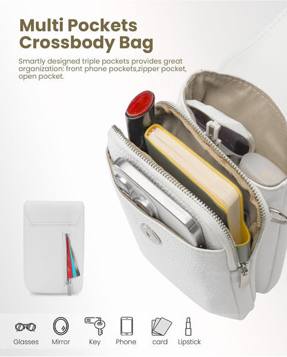 Genuine Leather Crossbody Bags for Women, Cell Phone Cross body Purse Bag with RFID Blocking Card Slots