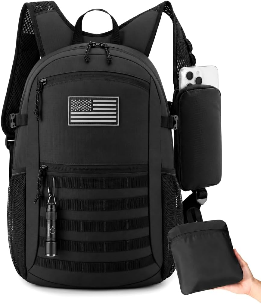 Small 20L Foldable Hiking Daypack for Men Women – Ultra Lightweight Tactical Packable Backpack for Travel, Camping Outdoor, Blue