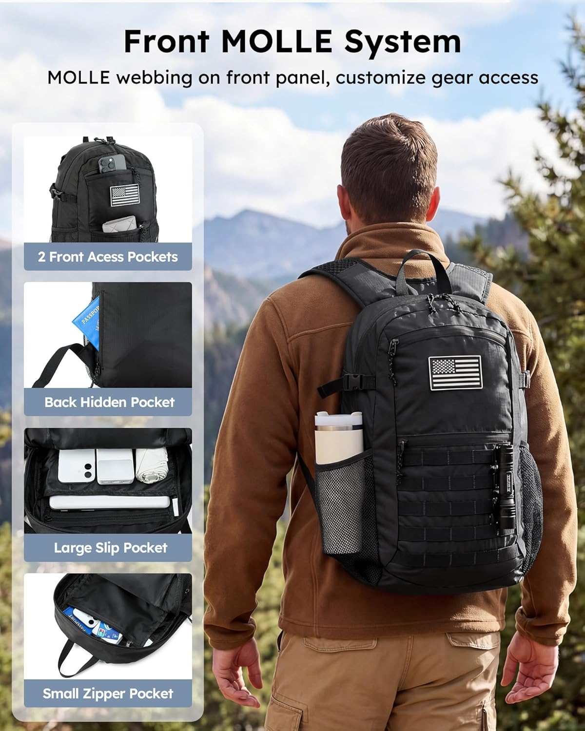 Small 20L Foldable Hiking Daypack for Men Women – Ultra Lightweight Tactical Packable Backpack for Travel, Camping Outdoor, Blue