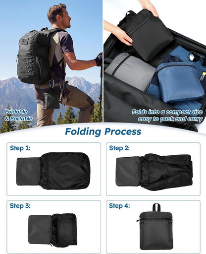 Small 20L Foldable Hiking Daypack for Men Women – Ultra Lightweight Tactical Packable Backpack for Travel, Camping Outdoor, Blue