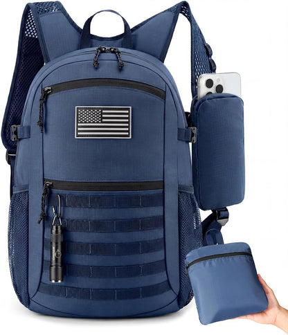 Small 20L Foldable Hiking Daypack for Men Women – Ultra Lightweight Tactical Packable Backpack for Travel, Camping Outdoor, Blue