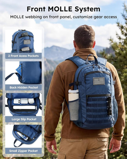 Small 20L Foldable Hiking Daypack for Men Women – Ultra Lightweight Tactical Packable Backpack for Travel, Camping Outdoor, Blue
