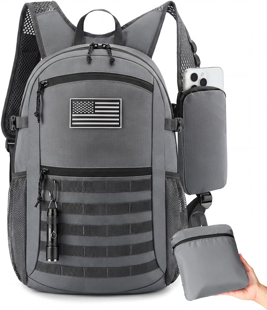 Small 20L Foldable Hiking Daypack for Men Women – Ultra Lightweight Tactical Packable Backpack for Travel, Camping Outdoor, Blue