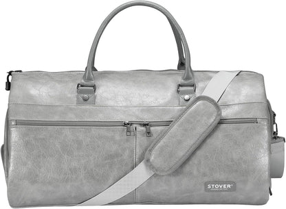 Garment Travel Duffle Bag, Large 2-in-1 Convertible Carry-on Luggage for Men & Women- Hanging Suits, Dresses & Clothes + Shoe Compartment- Weekender Tote Combo Duffel (Brown Leatherette)