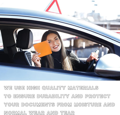 Car Registration and Insurance Holder, 5.2"× 4.7" Premium Auto Glove Box Organizer with Closure, Essential Vehicle Document Holder for Card, Driver License (Red)