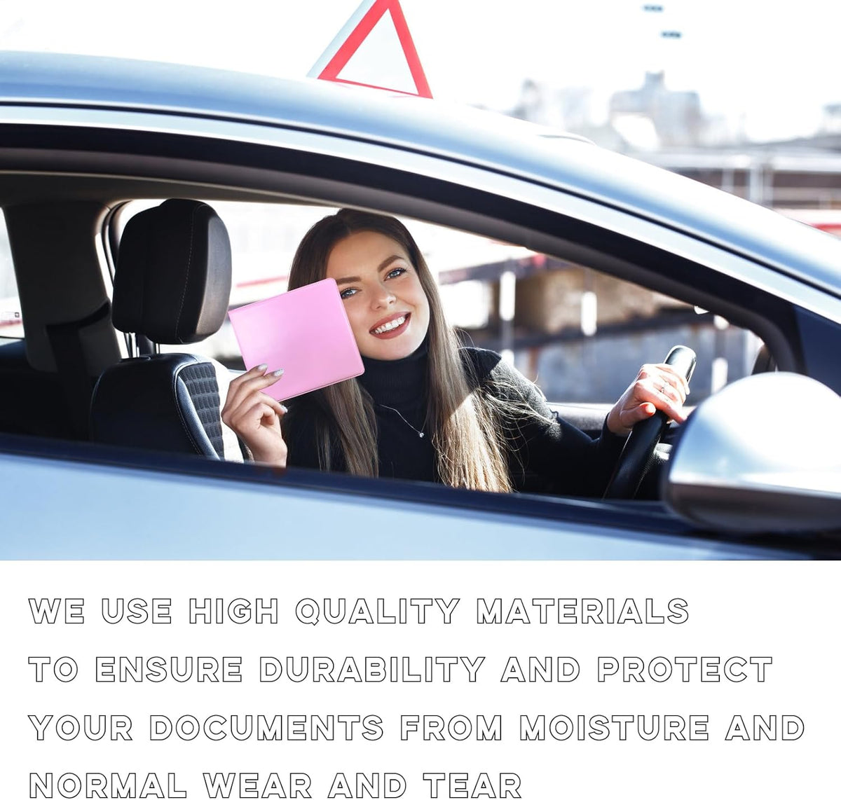 Car Registration and Insurance Holder, 5.2"× 4.7" Premium Auto Glove Box Organizer with Closure, Essential Vehicle Document Holder for Card, Driver License (Red)