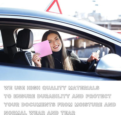 Car Registration and Insurance Holder, 5.2"× 4.7" Premium Auto Glove Box Organizer with Closure, Essential Vehicle Document Holder for Card, Driver License (Red)