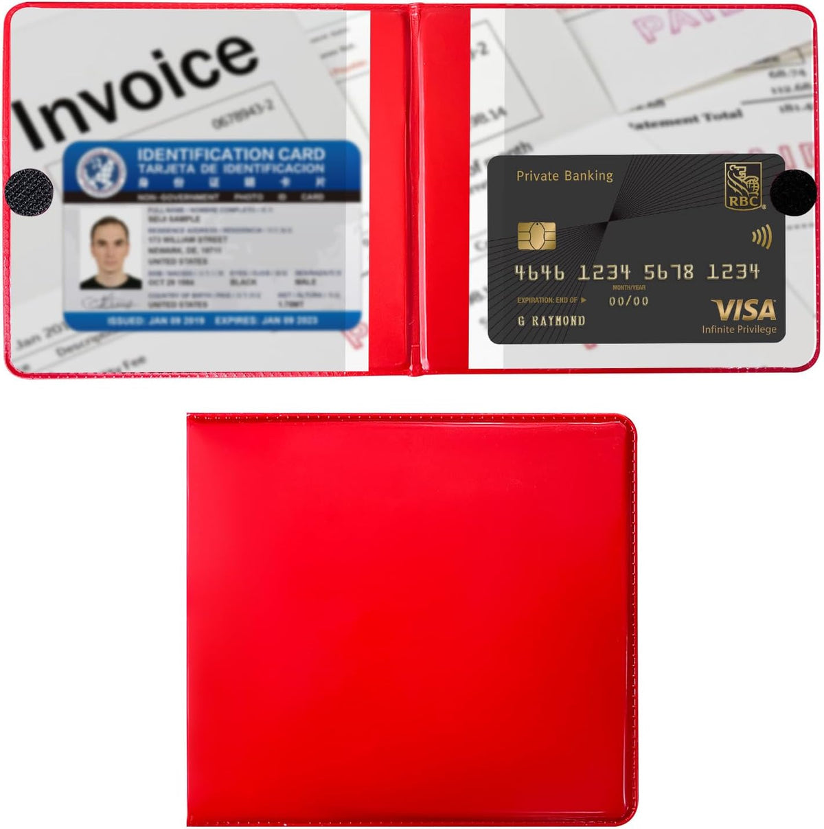 Car Registration and Insurance Holder, 5.2"× 4.7" Premium Auto Glove Box Organizer with Closure, Essential Vehicle Document Holder for Card, Driver License (Red)