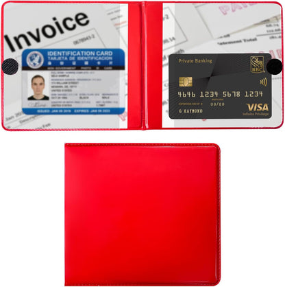 Car Registration and Insurance Holder, 5.2"× 4.7" Premium Auto Glove Box Organizer with Closure, Essential Vehicle Document Holder for Card, Driver License (Red)