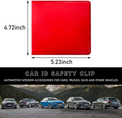 Car Registration and Insurance Holder, 5.2"× 4.7" Premium Auto Glove Box Organizer with Closure, Essential Vehicle Document Holder for Card, Driver License (Red)