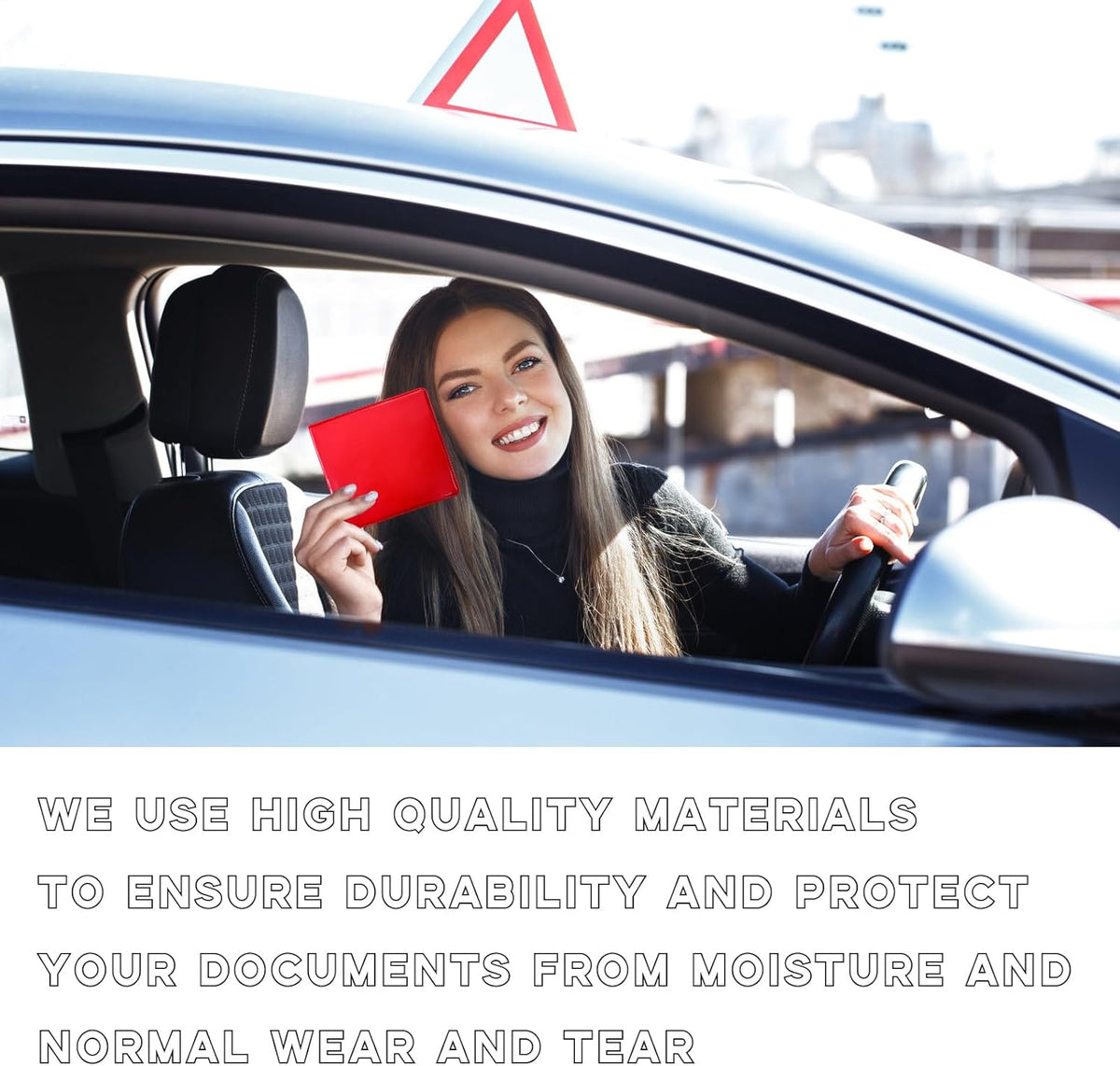 Car Registration and Insurance Holder, 5.2"× 4.7" Premium Auto Glove Box Organizer with Closure, Essential Vehicle Document Holder for Card, Driver License (Red)