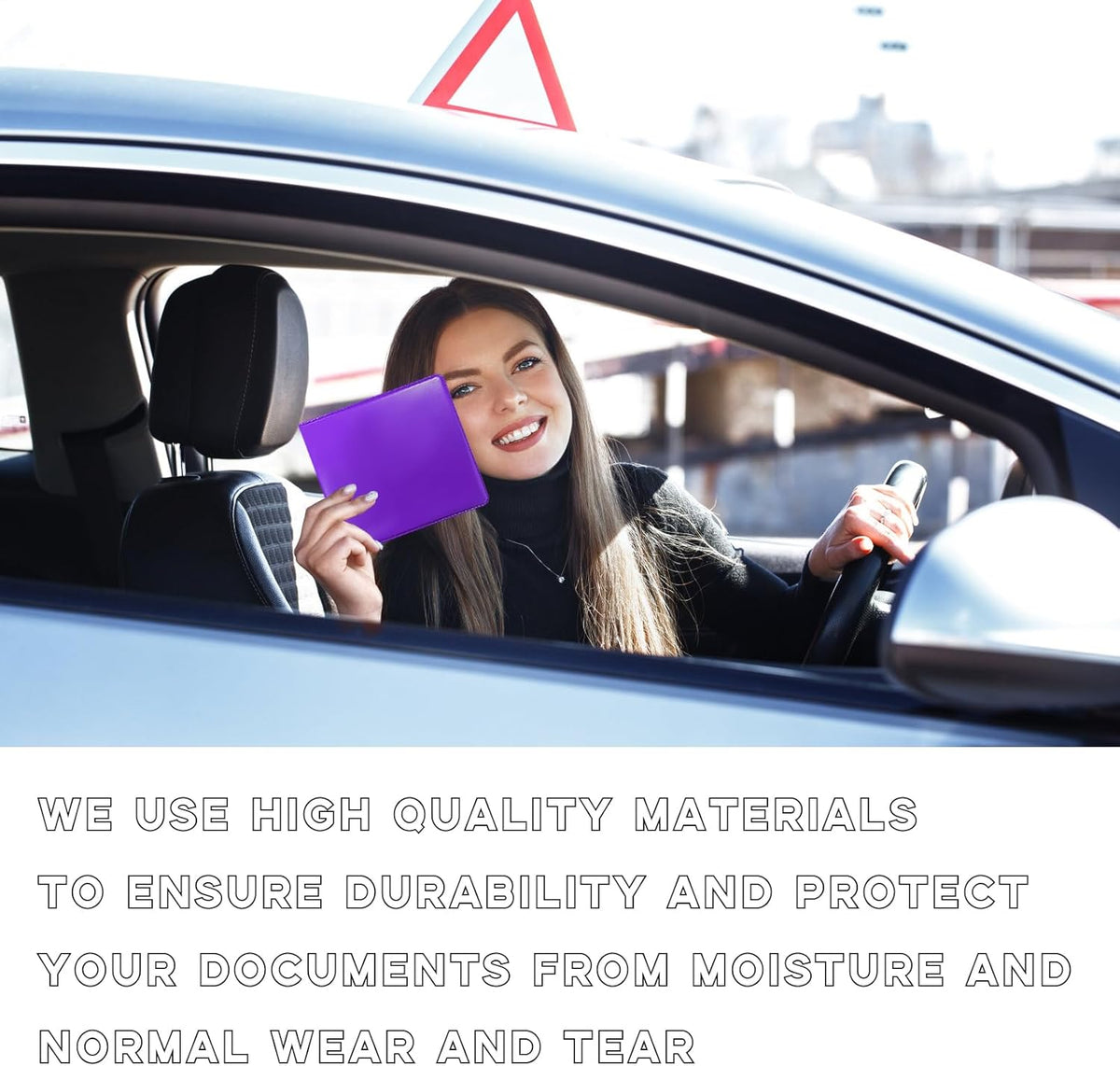 Car Registration and Insurance Holder, 5.2"× 4.7" Premium Auto Glove Box Organizer with Closure, Essential Vehicle Document Holder for Card, Driver License (Red)