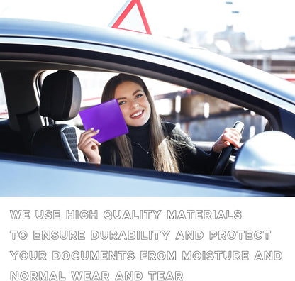 Car Registration and Insurance Holder, 5.2"× 4.7" Premium Auto Glove Box Organizer with Closure, Essential Vehicle Document Holder for Card, Driver License (Red)