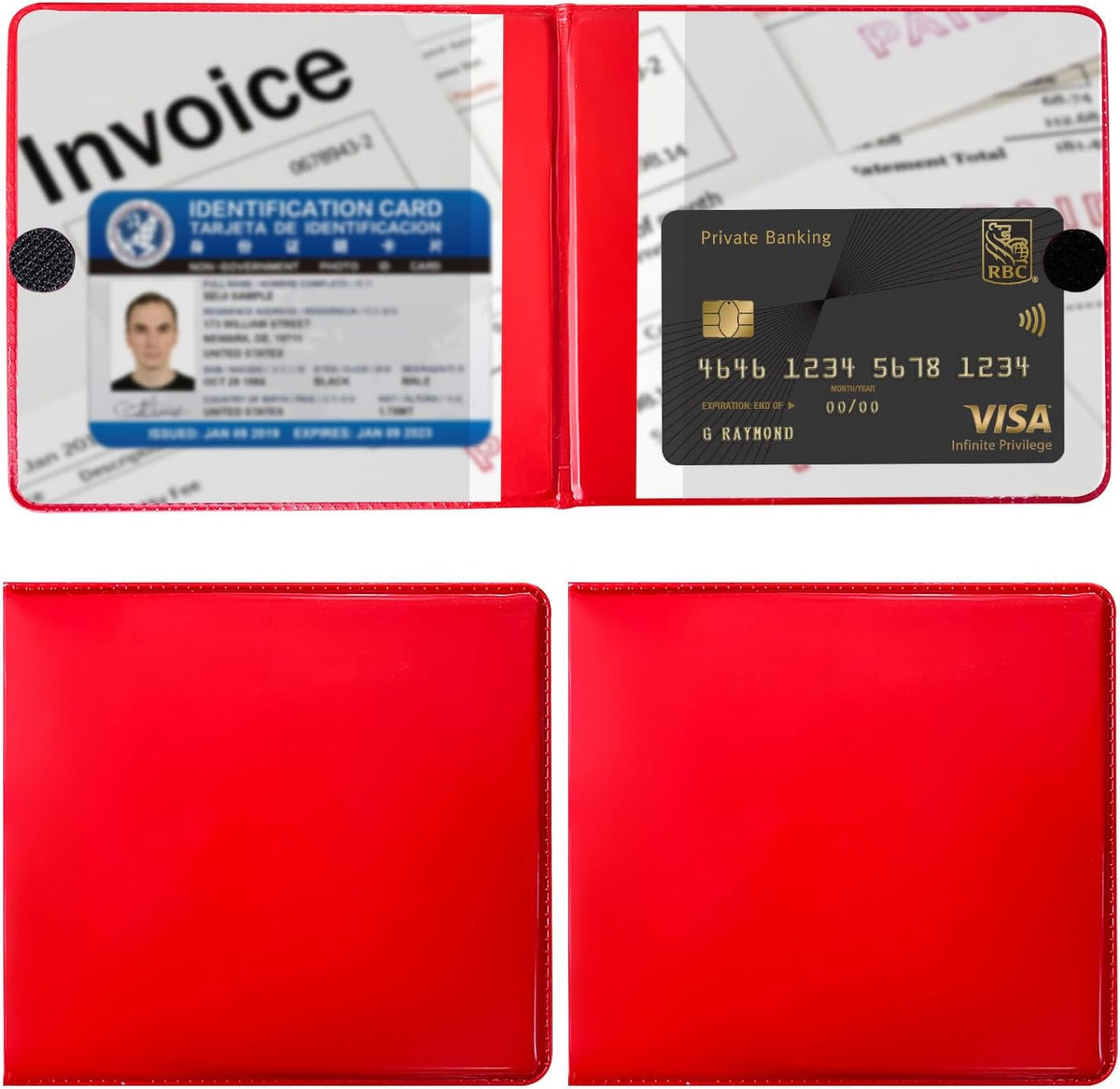 Car Registration and Insurance Holder, 5.2"× 4.7" Premium Auto Glove Box Organizer with Closure, Essential Vehicle Document Holder for Card, Driver License (Red)