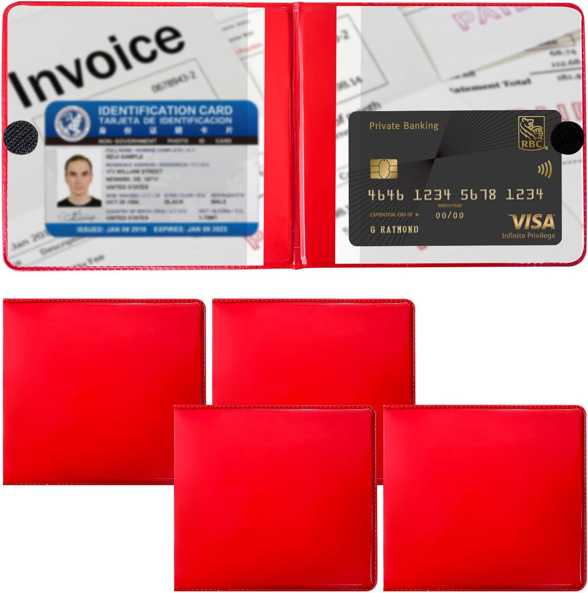Car Registration and Insurance Holder, 5.2"× 4.7" Premium Auto Glove Box Organizer with Closure, Essential Vehicle Document Holder for Card, Driver License (Red)