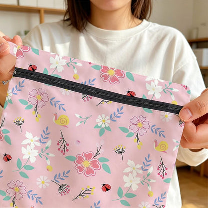 2Pcs 2 Sizes Floral Wet Bag Beach Wet Dry Bags Flower Pattern Polyester Waterproof Sandproof Reusable Storage Zipper Pouches for Friends Swimsuit Travel Dirty Diaper Clothes Birthday Gifts
