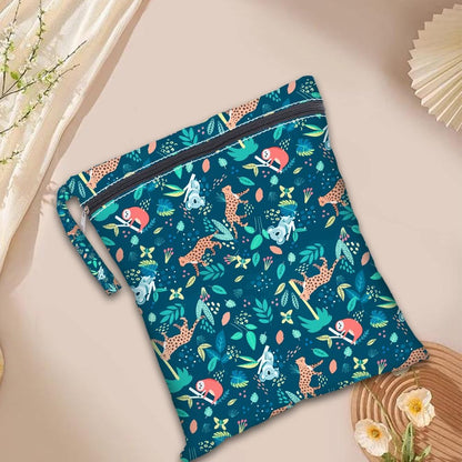 2Pcs 2 Sizes Floral Wet Bag Beach Wet Dry Bags Flower Pattern Polyester Waterproof Sandproof Reusable Storage Zipper Pouches for Friends Swimsuit Travel Dirty Diaper Clothes Birthday Gifts