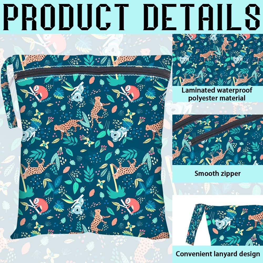 2Pcs 2 Sizes Floral Wet Bag Beach Wet Dry Bags Flower Pattern Polyester Waterproof Sandproof Reusable Storage Zipper Pouches for Friends Swimsuit Travel Dirty Diaper Clothes Birthday Gifts