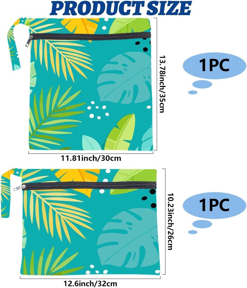 2Pcs 2 Sizes Floral Wet Bag Beach Wet Dry Bags Flower Pattern Polyester Waterproof Sandproof Reusable Storage Zipper Pouches for Friends Swimsuit Travel Dirty Diaper Clothes Birthday Gifts