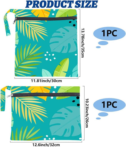 2Pcs 2 Sizes Floral Wet Bag Beach Wet Dry Bags Flower Pattern Polyester Waterproof Sandproof Reusable Storage Zipper Pouches for Friends Swimsuit Travel Dirty Diaper Clothes Birthday Gifts