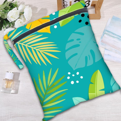 2Pcs 2 Sizes Floral Wet Bag Beach Wet Dry Bags Flower Pattern Polyester Waterproof Sandproof Reusable Storage Zipper Pouches for Friends Swimsuit Travel Dirty Diaper Clothes Birthday Gifts