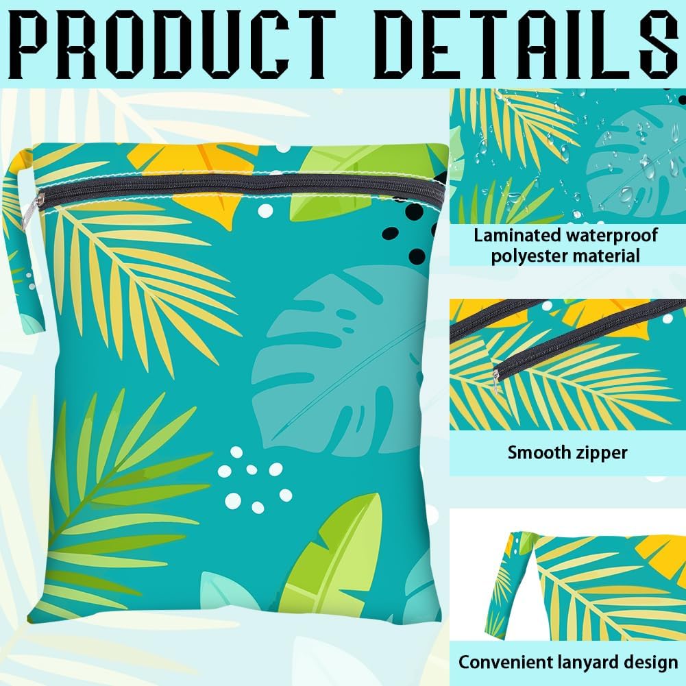 2Pcs 2 Sizes Floral Wet Bag Beach Wet Dry Bags Flower Pattern Polyester Waterproof Sandproof Reusable Storage Zipper Pouches for Friends Swimsuit Travel Dirty Diaper Clothes Birthday Gifts