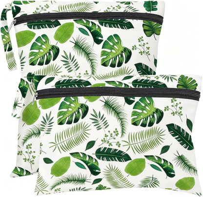 2Pcs 2 Sizes Floral Wet Bag Beach Wet Dry Bags Flower Pattern Polyester Waterproof Sandproof Reusable Storage Zipper Pouches for Friends Swimsuit Travel Dirty Diaper Clothes Birthday Gifts