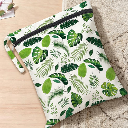 2Pcs 2 Sizes Floral Wet Bag Beach Wet Dry Bags Flower Pattern Polyester Waterproof Sandproof Reusable Storage Zipper Pouches for Friends Swimsuit Travel Dirty Diaper Clothes Birthday Gifts