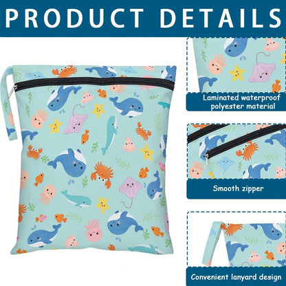 2Pcs 2 Sizes Floral Wet Bag Beach Wet Dry Bags Flower Pattern Polyester Waterproof Sandproof Reusable Storage Zipper Pouches for Friends Swimsuit Travel Dirty Diaper Clothes Birthday Gifts