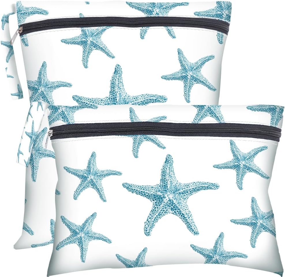 2Pcs 2 Sizes Floral Wet Bag Beach Wet Dry Bags Flower Pattern Polyester Waterproof Sandproof Reusable Storage Zipper Pouches for Friends Swimsuit Travel Dirty Diaper Clothes Birthday Gifts
