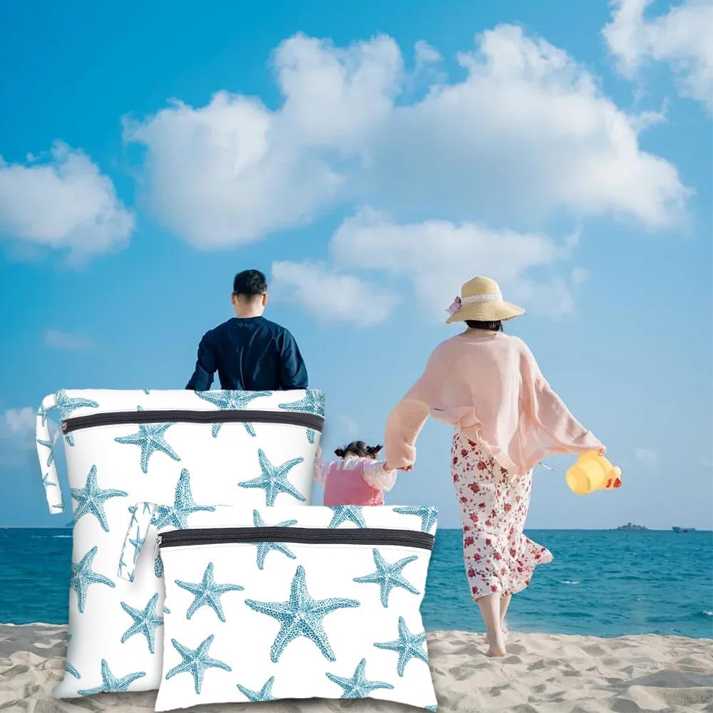 2Pcs 2 Sizes Floral Wet Bag Beach Wet Dry Bags Flower Pattern Polyester Waterproof Sandproof Reusable Storage Zipper Pouches for Friends Swimsuit Travel Dirty Diaper Clothes Birthday Gifts