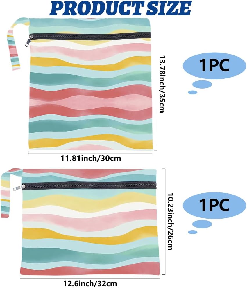 2Pcs 2 Sizes Floral Wet Bag Beach Wet Dry Bags Flower Pattern Polyester Waterproof Sandproof Reusable Storage Zipper Pouches for Friends Swimsuit Travel Dirty Diaper Clothes Birthday Gifts