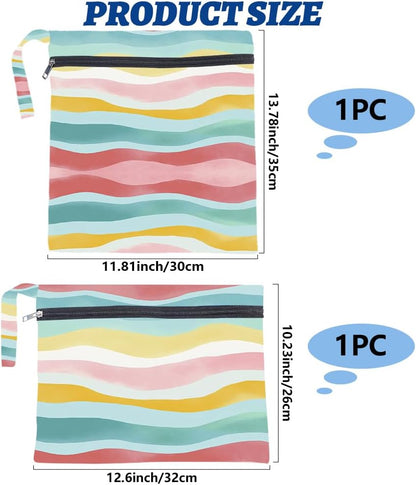 2Pcs 2 Sizes Floral Wet Bag Beach Wet Dry Bags Flower Pattern Polyester Waterproof Sandproof Reusable Storage Zipper Pouches for Friends Swimsuit Travel Dirty Diaper Clothes Birthday Gifts