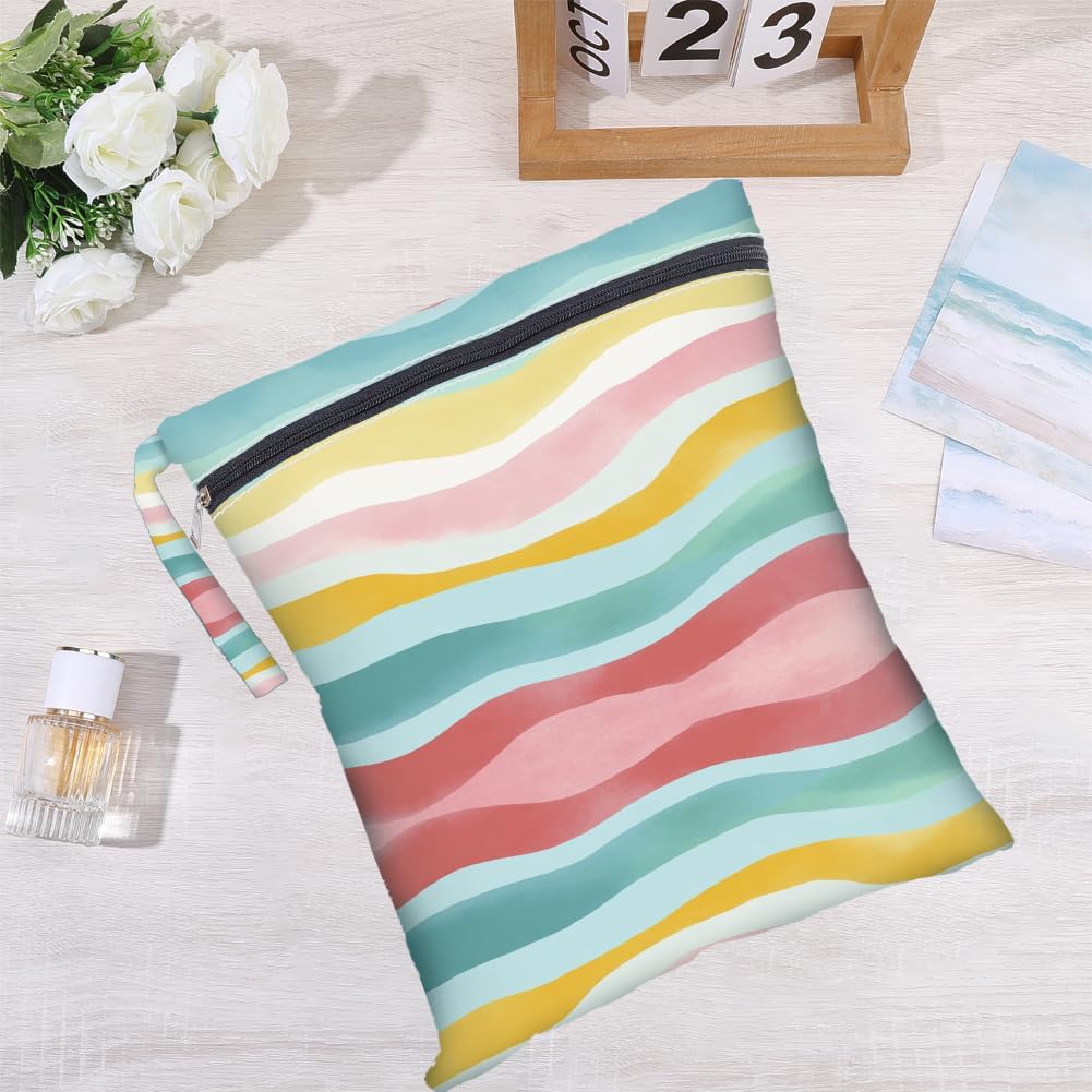 2Pcs 2 Sizes Floral Wet Bag Beach Wet Dry Bags Flower Pattern Polyester Waterproof Sandproof Reusable Storage Zipper Pouches for Friends Swimsuit Travel Dirty Diaper Clothes Birthday Gifts